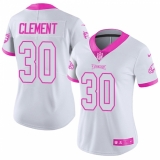 Women's Nike Philadelphia Eagles #30 Corey Clement Limited White/Pink Rush Fashion NFL Jersey