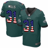 Men's Nike Philadelphia Eagles #31 Jalen Mills Elite Midnight Green Home USA Flag Fashion NFL Jersey
