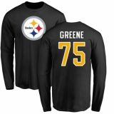 NFL Nike Pittsburgh Steelers #75 Joe Greene Black Name & Number Logo Long Sleeve T-Shirt
