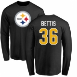 NFL Nike Pittsburgh Steelers #36 Jerome Bettis Black Name & Number Logo Long Sleeve T-Shirt