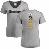 NFL Women's Nike Pittsburgh Steelers #36 Jerome Bettis Ash Backer V-Neck T-Shirt