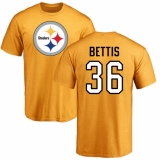 NFL Nike Pittsburgh Steelers #36 Jerome Bettis Gold Name & Number Logo T-Shirt
