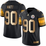Men's Nike Pittsburgh Steelers #90 T. J. Watt Limited Black/Gold Rush Vapor Untouchable NFL Jersey