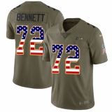 Men's Nike Seattle Seahawks #72 Michael Bennett Limited Olive/USA Flag 2017 Salute to Service NFL Jersey