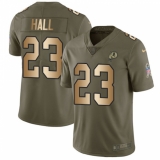 Youth Nike Washington Redskins #23 DeAngelo Hall Limited Olive/Gold 2017 Salute to Service NFL Jersey