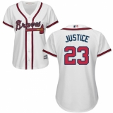 Women's Majestic Atlanta Braves #23 David Justice Replica White Home Cool Base MLB Jersey