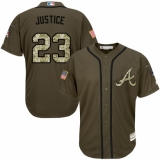 Youth Majestic Atlanta Braves #23 David Justice Authentic Green Salute to Service MLB Jersey