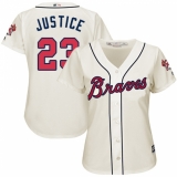 Women's Majestic Atlanta Braves #23 David Justice Authentic Cream Alternate 2 Cool Base MLB Jersey