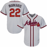 Youth Majestic Atlanta Braves #22 Nick Markakis Replica Grey Road Cool Base MLB Jersey