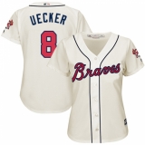 Women's Majestic Atlanta Braves #8 Bob Uecker Replica Cream Alternate 2 Cool Base MLB Jersey