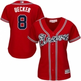 Women's Majestic Atlanta Braves #8 Bob Uecker Replica Red Alternate Cool Base MLB Jersey