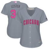 Women's Majestic Chicago Cubs #34 Jon Lester Authentic Grey Mother's Day Cool Base MLB Jersey