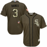 Men's Majestic Chicago White Sox #3 Harold Baines Replica Green Salute to Service MLB Jersey