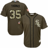 Men's Majestic Chicago White Sox #35 Frank Thomas Replica Green Salute to Service MLB Jersey