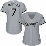 Women's Majestic Chicago White Sox #7 Tim Anderson Authentic Grey Road Cool Base MLB Jersey