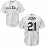 Youth Majestic Colorado Rockies #21 Jonathan Lucroy Replica White Home Cool Base MLB Jersey