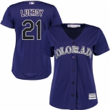 Women's Majestic Colorado Rockies #21 Jonathan Lucroy Replica Purple Alternate 1 Cool Base MLB Jersey