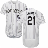 Men's Majestic Colorado Rockies #21 Jonathan Lucroy White Flexbase Authentic Collection MLB Jersey