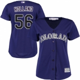 Women's Majestic Colorado Rockies #56 Greg Holland Replica Purple Alternate 1 Cool Base MLB Jersey
