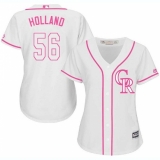 Women's Majestic Colorado Rockies #56 Greg Holland Replica White Fashion Cool Base MLB Jersey