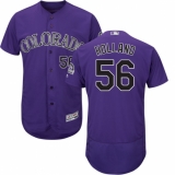 Men's Majestic Colorado Rockies #56 Greg Holland Purple Flexbase Authentic Collection MLB Jersey