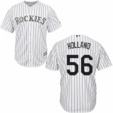 Youth Majestic Colorado Rockies #56 Greg Holland Authentic White Home Cool Base MLB Jersey