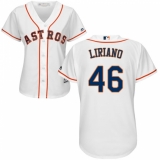 Women's Majestic Houston Astros #46 Francisco Liriano Replica White Home Cool Base MLB Jersey