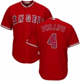 Men's Majestic Los Angeles Angels of Anaheim #4 Brandon Phillips Authentic Red Team Logo Fashion Cool Base MLB Jersey