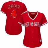 Women's Majestic Los Angeles Angels of Anaheim #4 Brandon Phillips Replica Red Alternate MLB Jersey