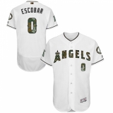 Men's Majestic Los Angeles Angels of Anaheim #0 Yunel Escobar Authentic White 2016 Memorial Day Fashion Flex Base MLB Jersey