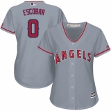 Women's Majestic Los Angeles Angels of Anaheim #0 Yunel Escobar Replica Grey Road Cool Base MLB Jersey
