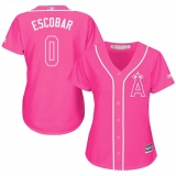 Women's Majestic Los Angeles Angels of Anaheim #0 Yunel Escobar Authentic Pink Fashion MLB Jersey