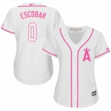 Women's Majestic Los Angeles Angels of Anaheim #0 Yunel Escobar Authentic White Fashion Cool Base MLB Jersey