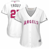 Women's Majestic Los Angeles Angels of Anaheim #27 Mike Trout Replica White Mother's Day Cool Base MLB Jersey