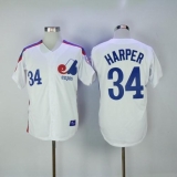 Mitchell And Ness Montreal Expos #34 Bryce Harper White Throwback Stitched MLB Jersey
