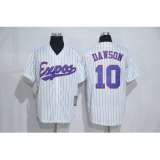 Mitchell And Ness Montreal Expos #10 Andre Dawson White Strip Throwback Stitched Baseball Jersey