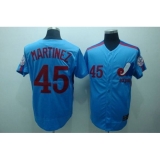 Mitchell and Ness Expos #45 Pedro Martinez Blue Stitched Throwback Baseball Jersey