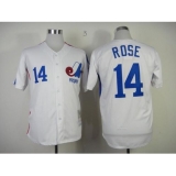 Mitchell And Ness Expos #14 Pete Rose White Throwback Stitched Baseball Jersey