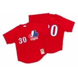 Mitchell And Ness 1989 Montreal Expos #30 Tim Raines Red Throwback Stitched MLB Jersey