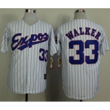 Mitchell And Ness 1982 Expos #33 Larry Walker White(Black Strip) Throwback Stitched Baseball Jersey