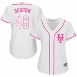Women's Majestic New York Mets #48 Jacob deGrom Replica White Fashion Cool Base MLB Jersey
