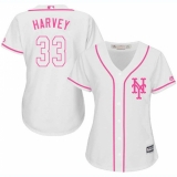 Women's Majestic New York Mets #33 Matt Harvey Replica White Fashion Cool Base MLB Jersey