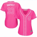 Women's Majestic New York Mets #33 Matt Harvey Replica Pink Fashion Cool Base MLB Jersey