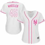 Women's Majestic New York Mets #45 Zack Wheeler Replica White Fashion Cool Base MLB Jersey