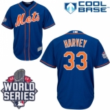 Youth Majestic New York Mets #33 Matt Harvey Replica Royal Blue Alternate Home Cool Base 2015 World Series MLB Jersey