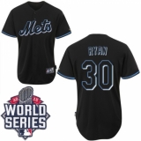 Men's Majestic New York Mets #30 Nolan Ryan Replica Black Fashion 2015 World Series MLB Jersey