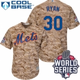 Men's Majestic New York Mets #30 Nolan Ryan Replica Camo Alternate Cool Base 2015 World Series MLB Jersey