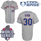 Men's Majestic New York Mets #30 Nolan Ryan Authentic Grey Road Cool Base 2015 World Series MLB Jersey