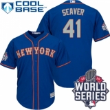 Men's Majestic New York Mets #41 Tom Seaver Authentic Royal Blue Alternate Road Cool Base 2015 World Series MLB Jersey