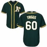 Youth Majestic Oakland Athletics #60 Andrew Triggs Replica Green Alternate 1 Cool Base MLB Jersey